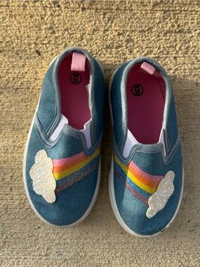Toddler Girl Rainbow Slip-On Canvas Shoes - Blue